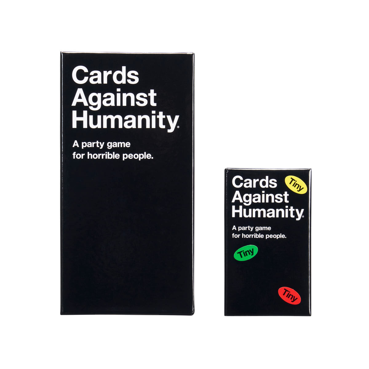 Cards Against Humanity Tiny Edition cards spread to show compact deck.