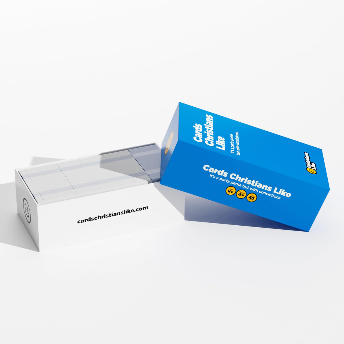 Cards Christians Like prompt cards in white and blue spark funny conversations