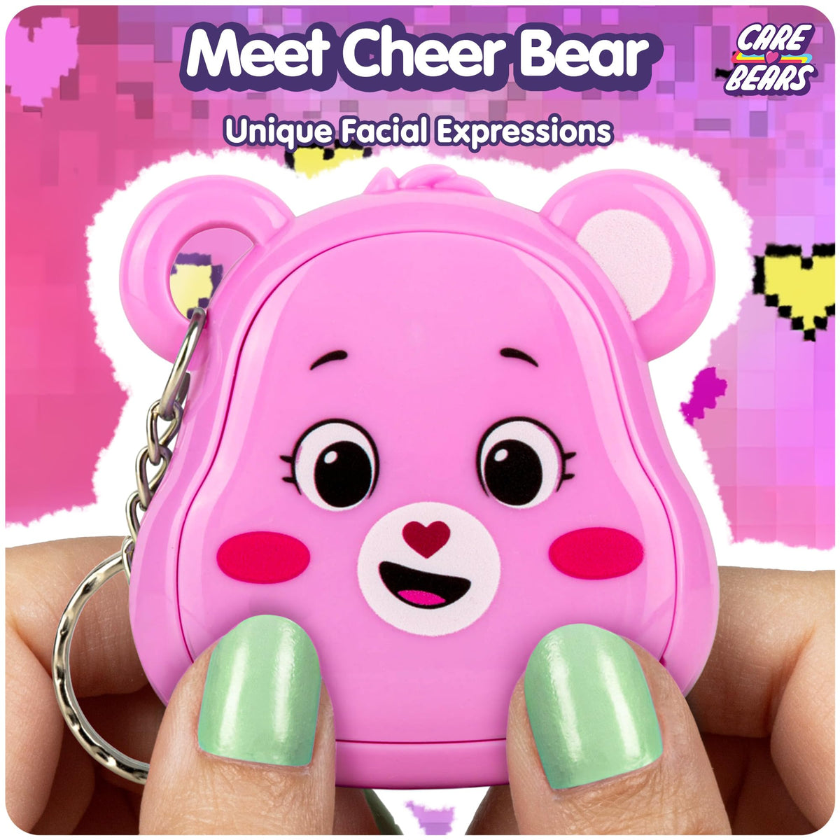 Cheer Bear Nano Pet side view highlighting compact pocket-size design for travel