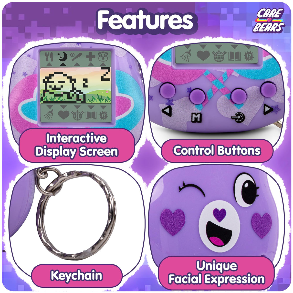 Care Bears Share Bear Nano Pet emotions display, expressive interactions spark joyful moments.