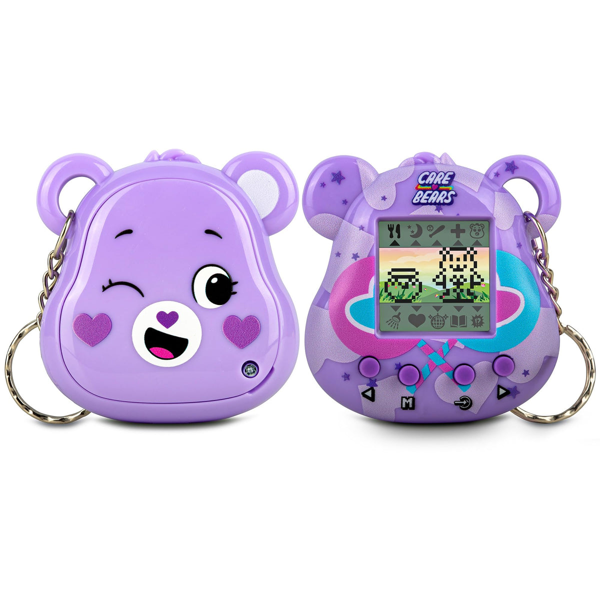 Care Bears Share Bear Nano Pet front view, a compact handheld toy for on-the-go play.