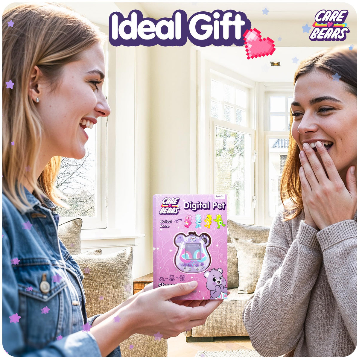 Care Bears Share Bear Nano Pet packaging, collectible gift for fans and young storytellers.
