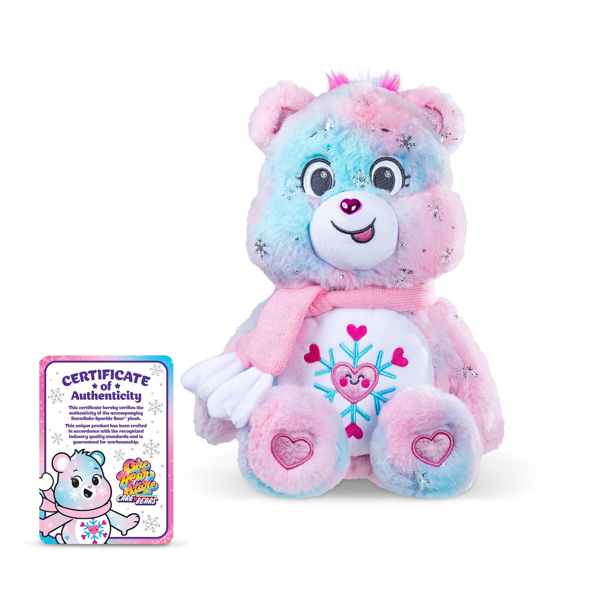 Care Bears Snowflake Sparkle Bear front view with silver snowflake accents for display