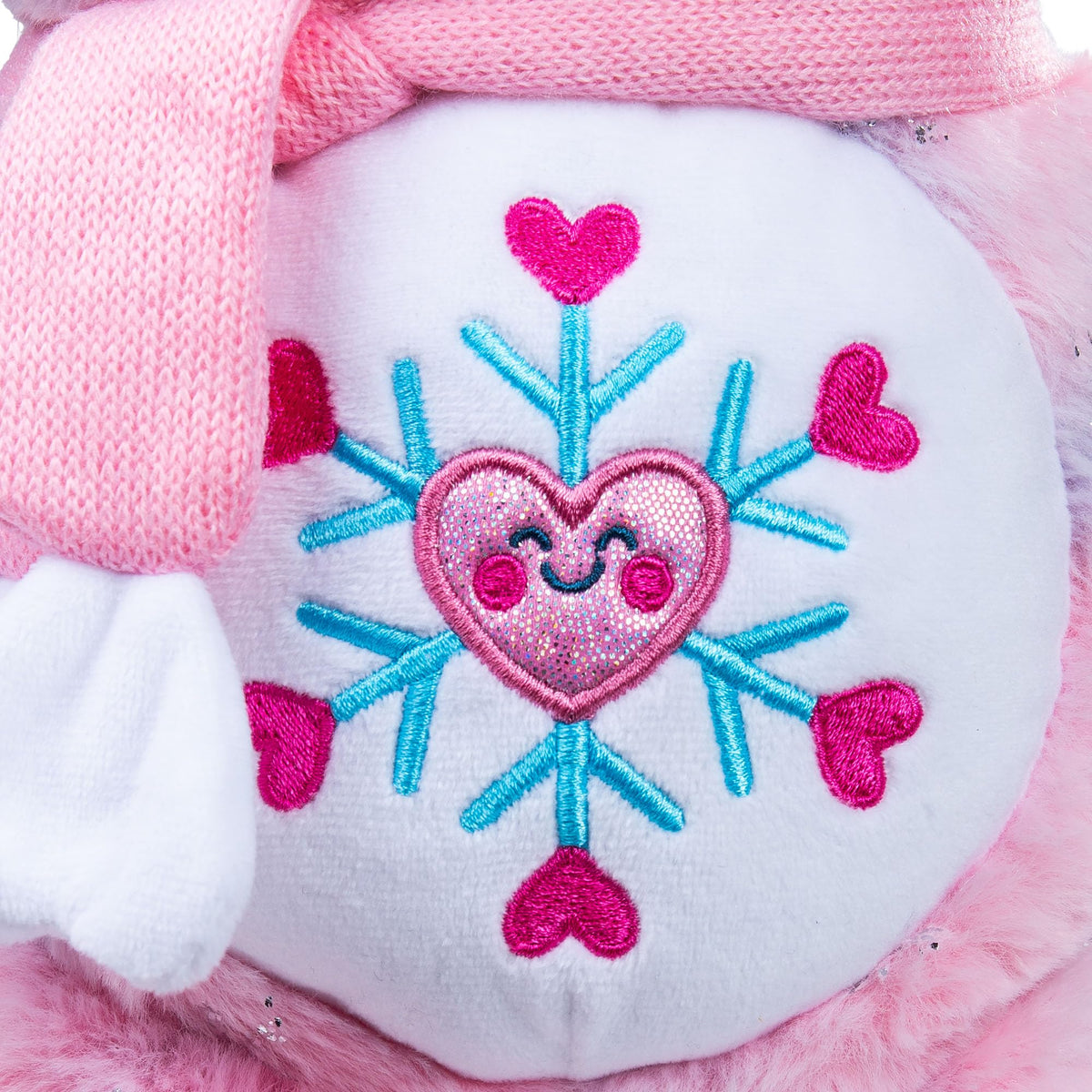 Care Bears Snowflake Sparkle Bear side view highlighting plush texture for cuddling
