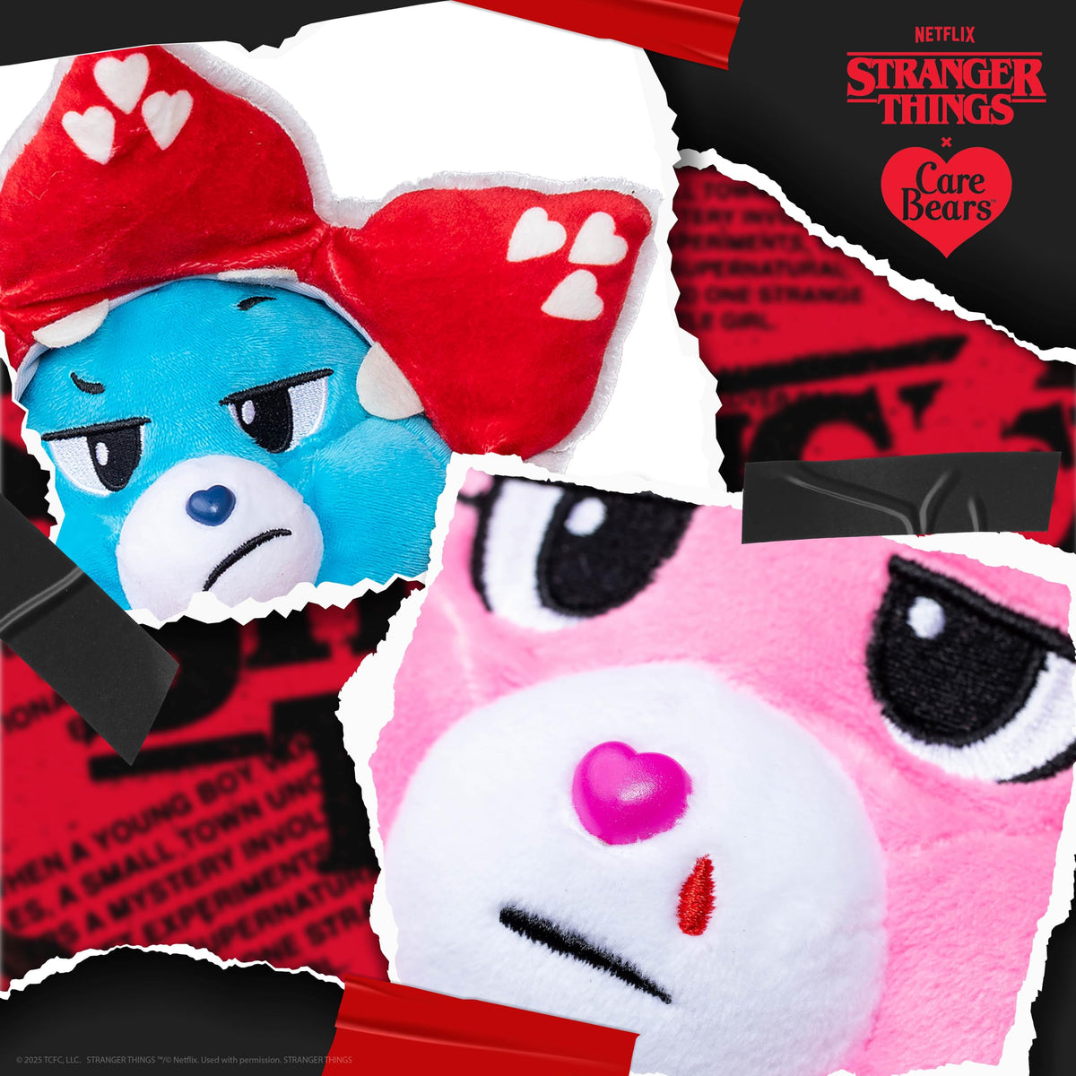 Two plush figures displayed together, ideal for shelves or desks.