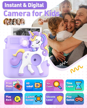 Careenoah kids camera lilac silicone cover close-up, durable protection for active play