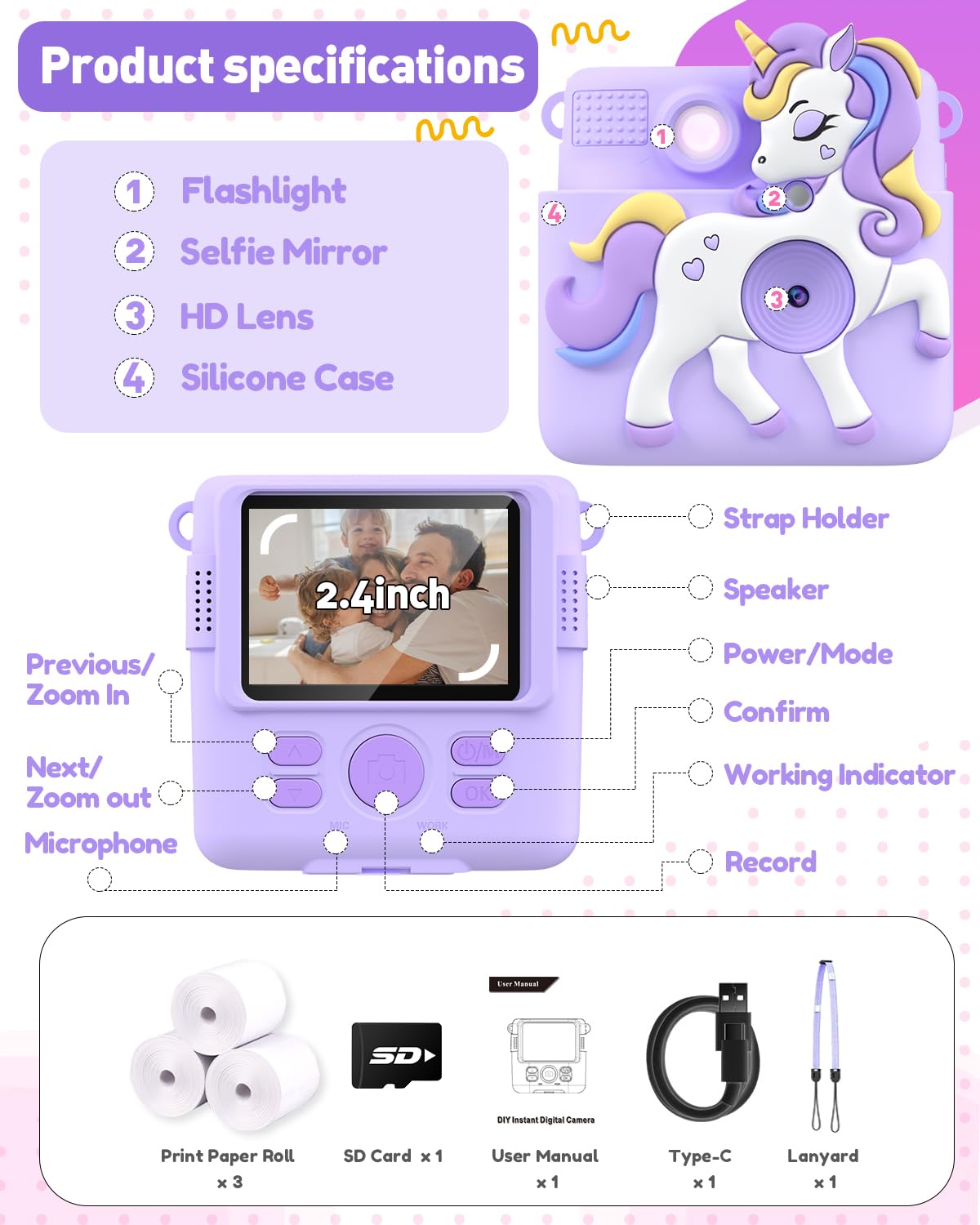 Careenoah kids camera silicone-case anti-drop for active play