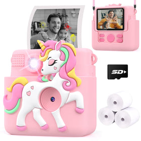 Careenoah kids camera front view with silicone cover offering easy grip for kids.