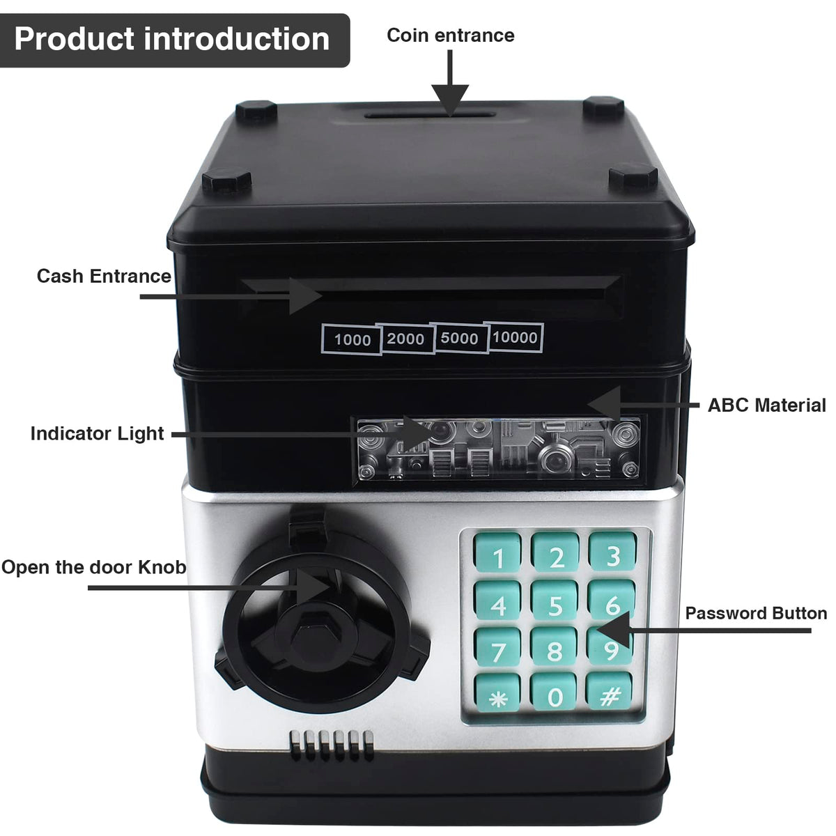 Cargooy Mini ATM piggy bank demonstrating coin storage capacity.