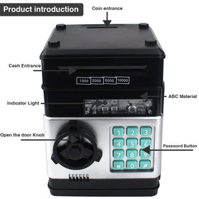 Cargooy Mini ATM piggy bank demonstrating coin storage capacity.