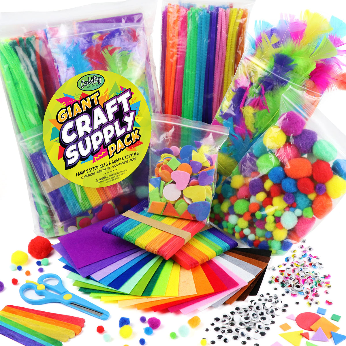Carl & Kay Arts and Crafts Kit bulk set for kids, versatile project starter.