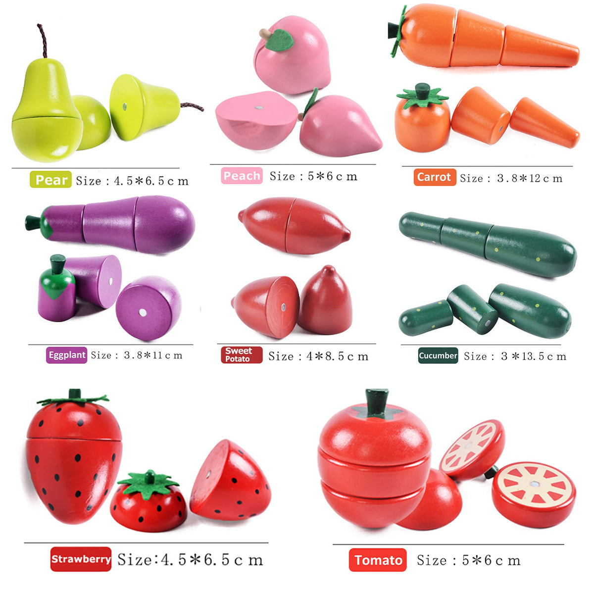 CARLORBO pear slice play food inspires role play and counting practice.