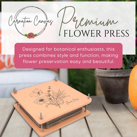 Carnation Canvas Wooden Flower Press demonstrates 10-layer capacity for drying multiple blooms together.