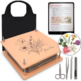 Carnation Canvas Wooden Flower Press with bolt-lock ensures secure, even pressing for pristine petals.