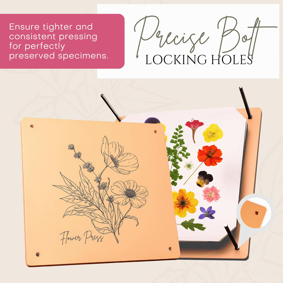 Carnation Canvas Wooden Flower Press complete kit supplies all tools you need to start pressing.