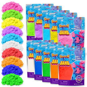 Carolart Colorful Stretchy Sand Kit with ten colors for creative molding and mixing.