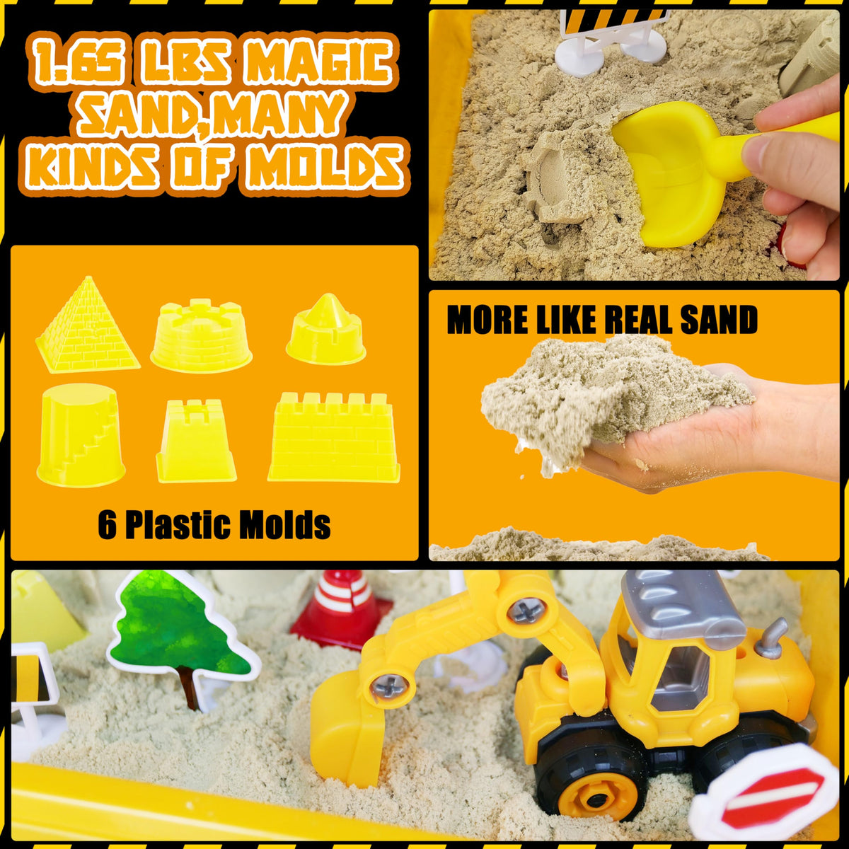 Carolart Construction Sensory Bin soft sand invites easy scooping and building