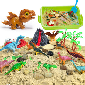 Carolart Dinosaur Sensory Bin: dinosaur-sensory-bin setup for tactile play.