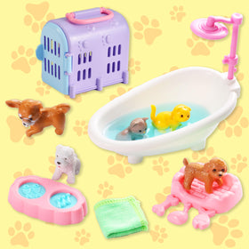 Carolart dog and cat figures playset for pretend pet care