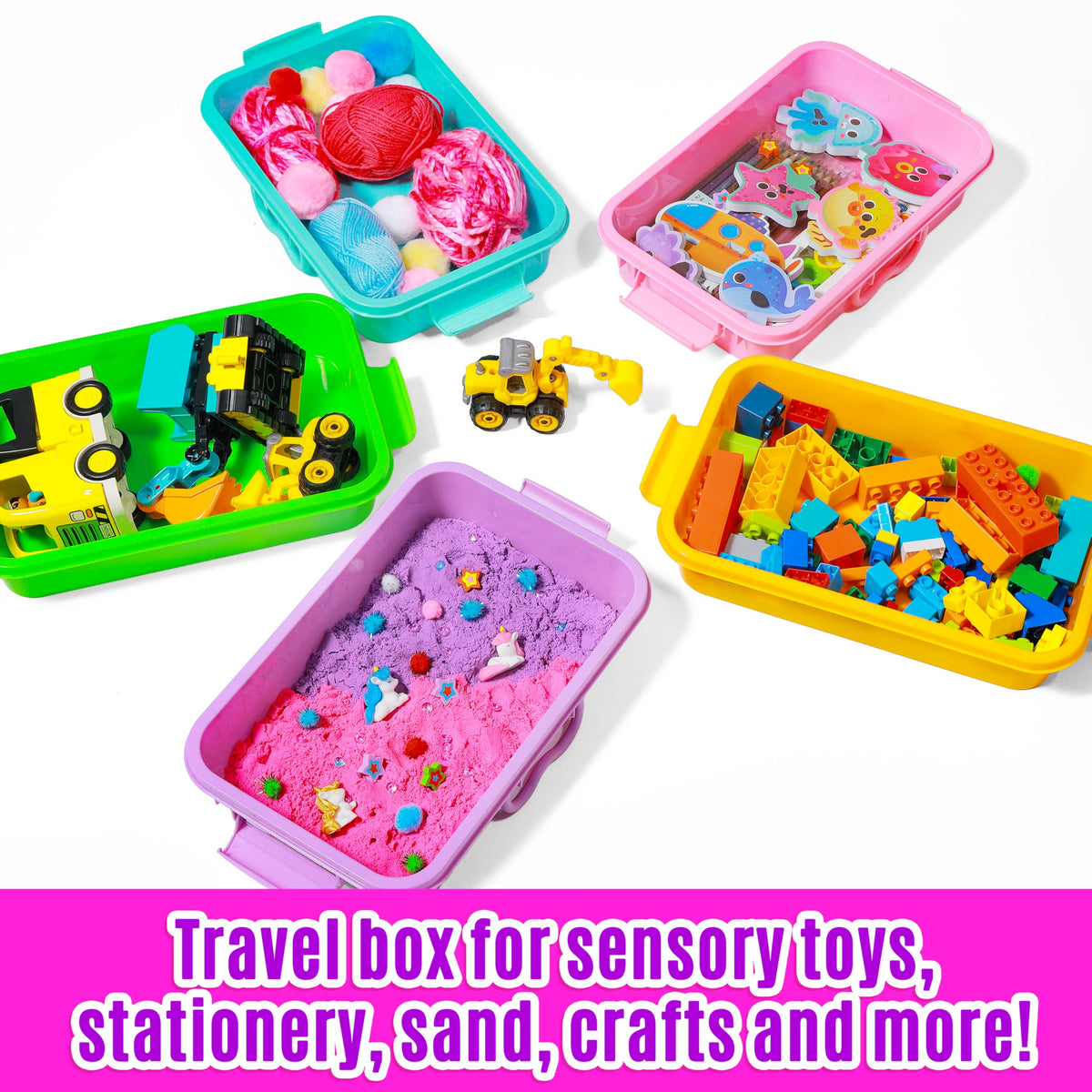 Portable handles allow kids to carry toys to play areas easily.