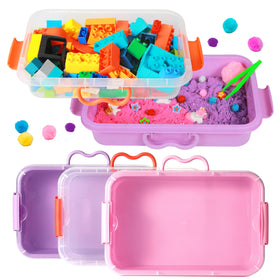Carolart 3 Pack empty sensory bins with 13.5-inch lids for tidy storage.