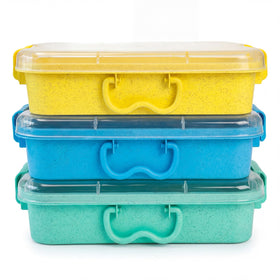 Carolart empty sensory bin with wheat straw, 13.5-inch tray ideal for indoor sensory play.