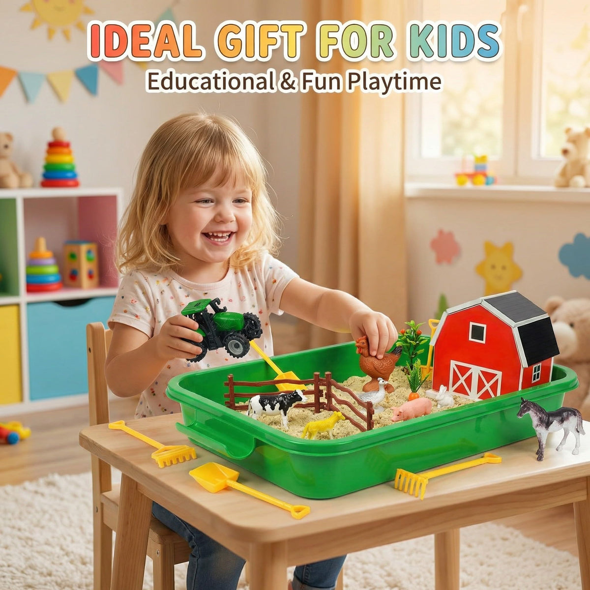 Carolart Farm tools and carrots complete a mini-farm playset