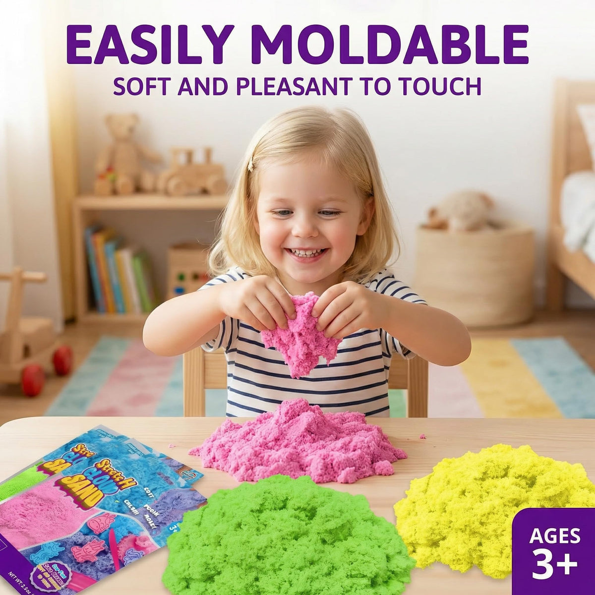 Carolart green stretch sand compact for travel and quiet play