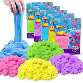 Carolart Fluffy Stretch Sand Kit main pack with five colors for creative play