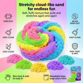 Carolart pink stretch sand close-up highlighting soft, moldable texture for sensory play