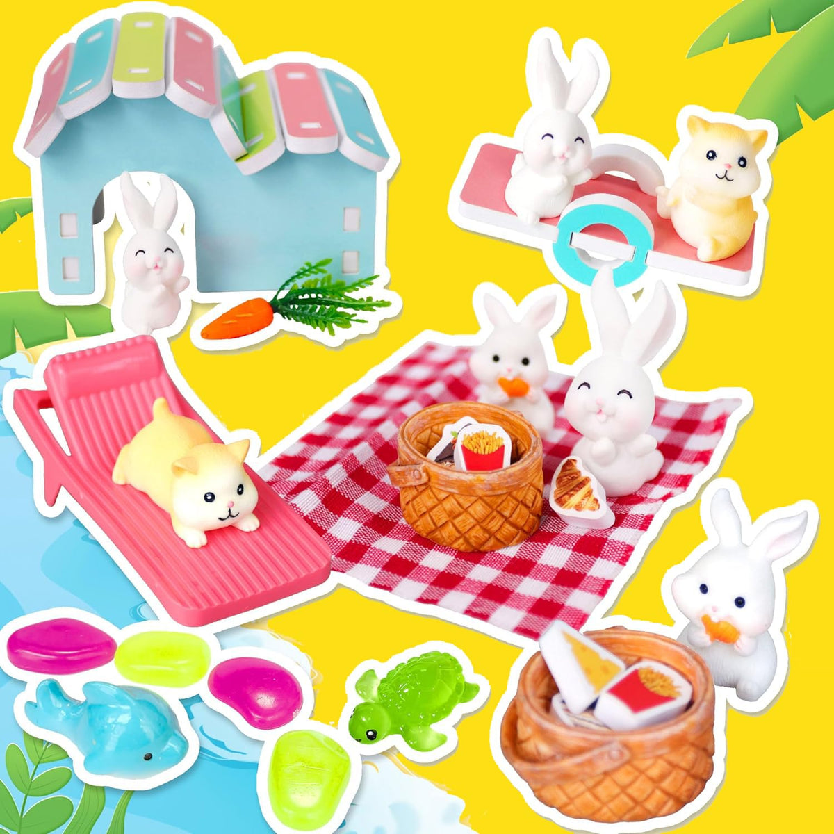 Carolart hamster and rabbit figures invite storytelling and cooperative play.