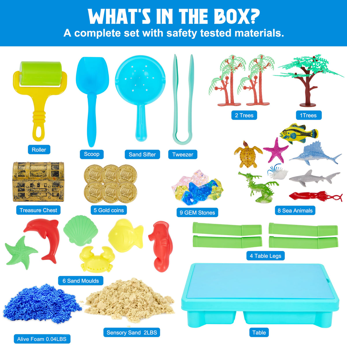Carolart Ocean Sensory Table features removable legs for easy setup.