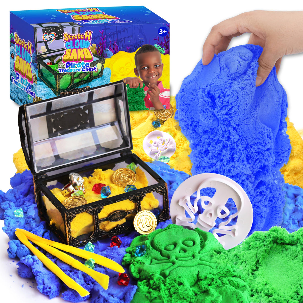 Carolart pirate chest sensory sand set for creative sandbox play and color mixing.