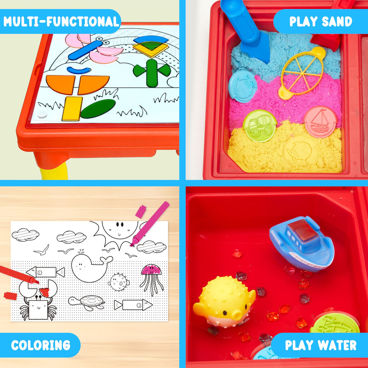 Carolart sensory table with puzzle blocks enhances fine motor play