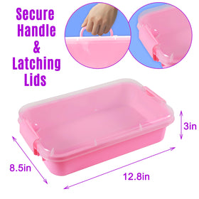 Stackable play trays by Carolart save space and simplify organization.