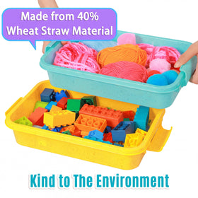 Carolart three-pack stackable storage bins save space for toys, crafts, and supplies.