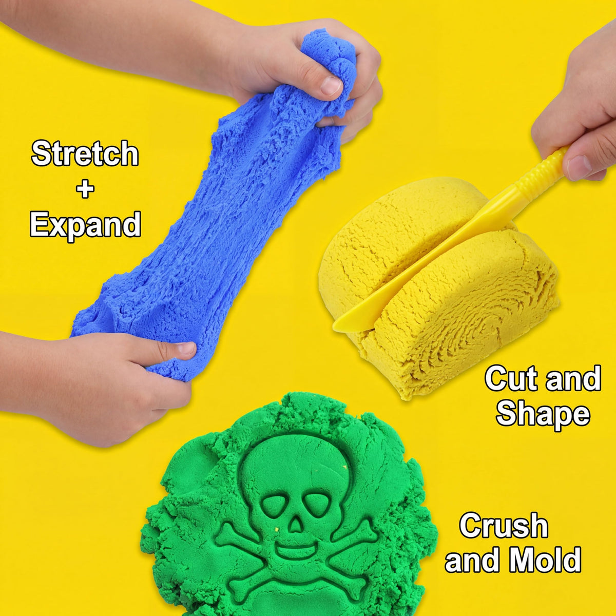 Carolart stretchy cloud sand blue promotes stretchable play and color layering.