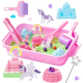 Carolart Unicorn Sensory Bin: kids explore textures and colors through imaginative play.