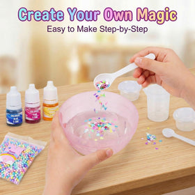 Finished fluffy slime batch from Carolart Unicorn Slime Kit.
