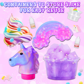 Scent options in bright bottles from Carolart Unicorn Slime Kit.