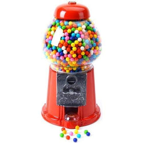 CAROUSEL designer stand in black complements the red gumball bank.