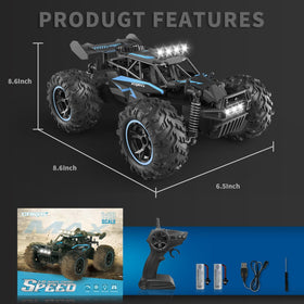 Carox RC car side profile in blue for rugged terrain adventures