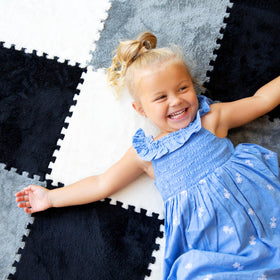 CARPETBOX 49-inch square puzzle mat laid flat, wide crawling space