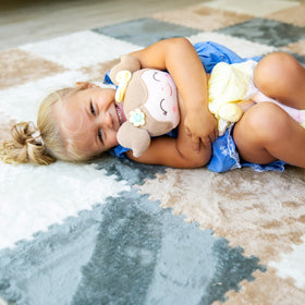 CARPETBOX interlocking-tiles-assembly create a snug, slip-resistant play space.