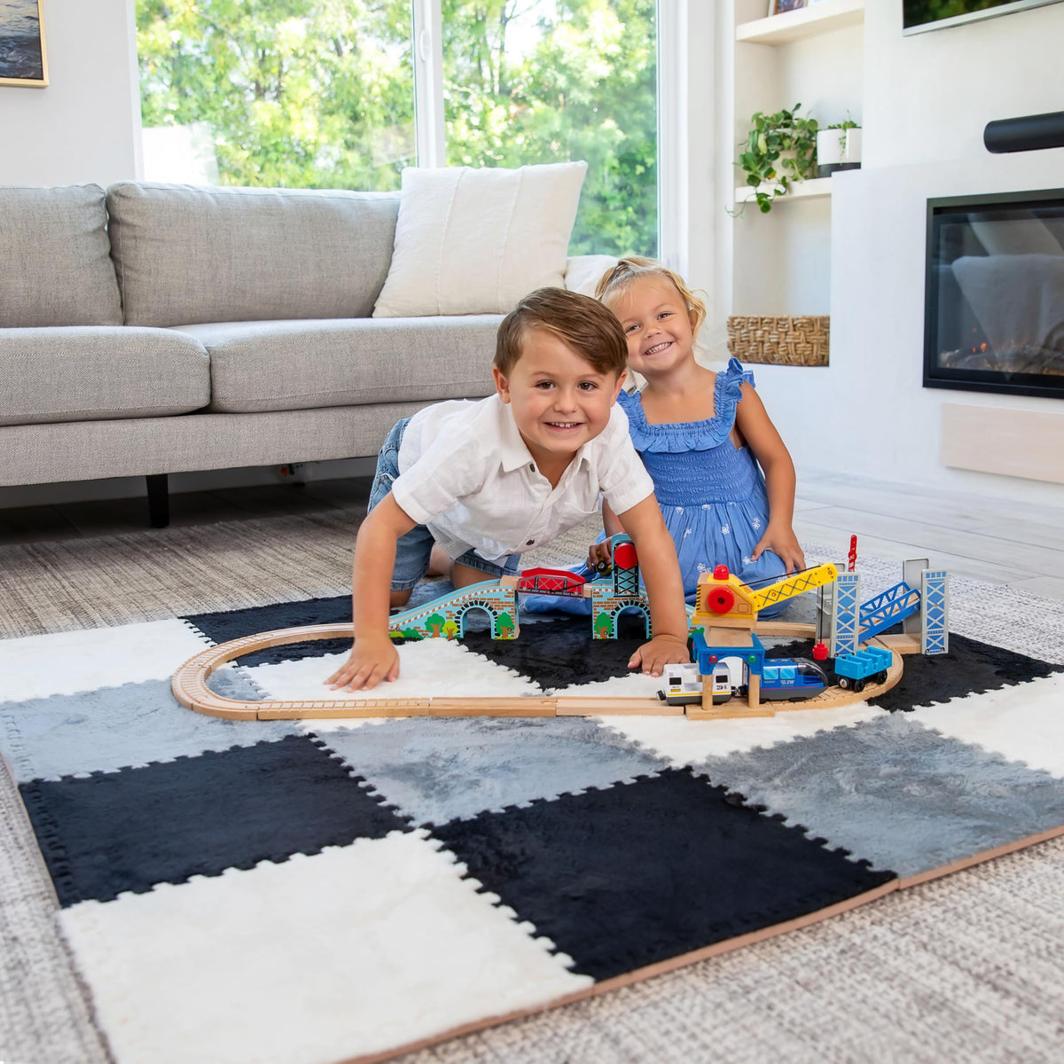 CARPETBOX plush EVA tiles with soft top layer, comfortable underfoot