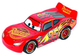 Battery-powered Carrera track action with realistic speed control for kids