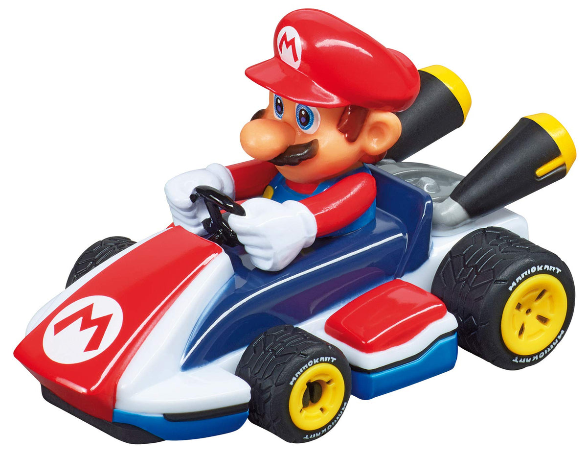 Carrera First Mario Kart track with Luigi car on colorful curves for kids