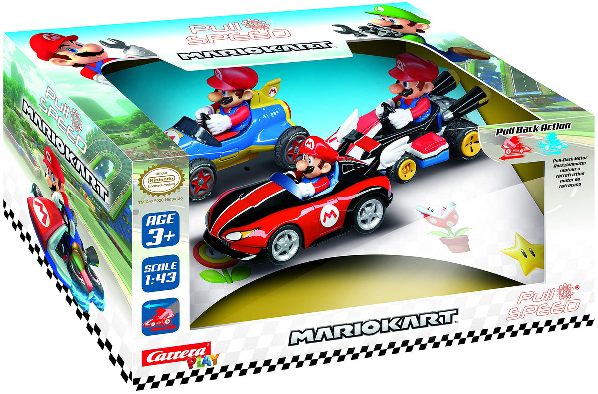 Carrera Pull & Speed three-pack top view for imaginative play with friends.