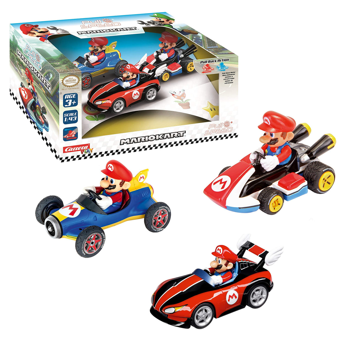 Carrera Pull & Speed Wild Wing Mario pull-back car for fast races on any surface.