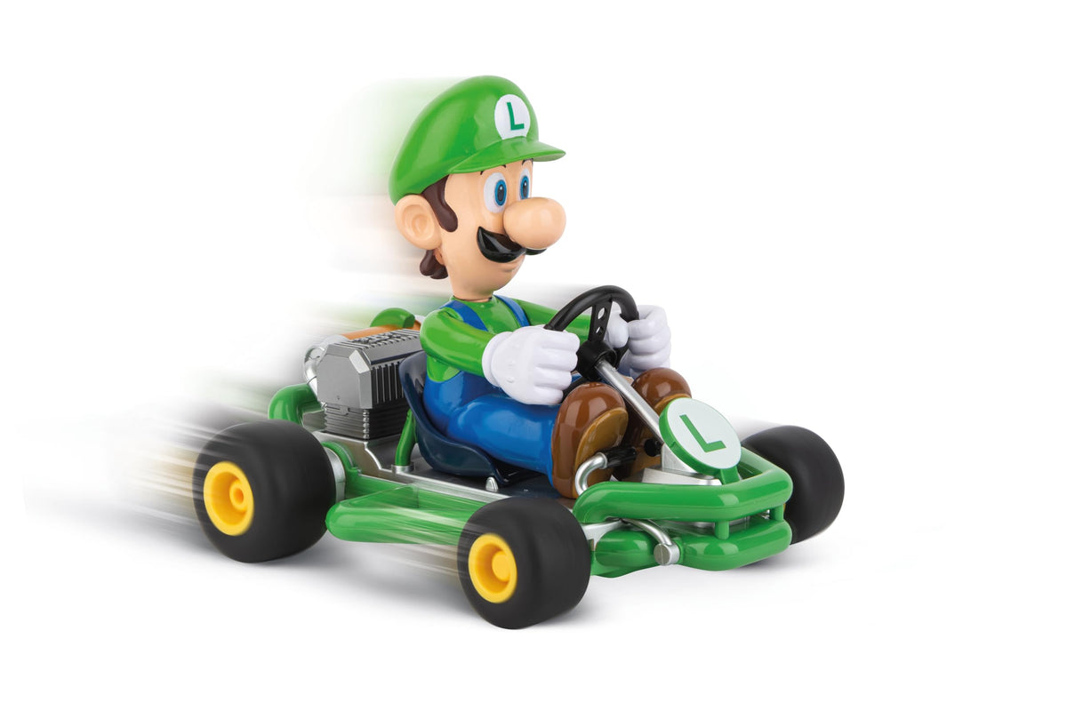Carrera RC car Luigi in action showing precise steering control